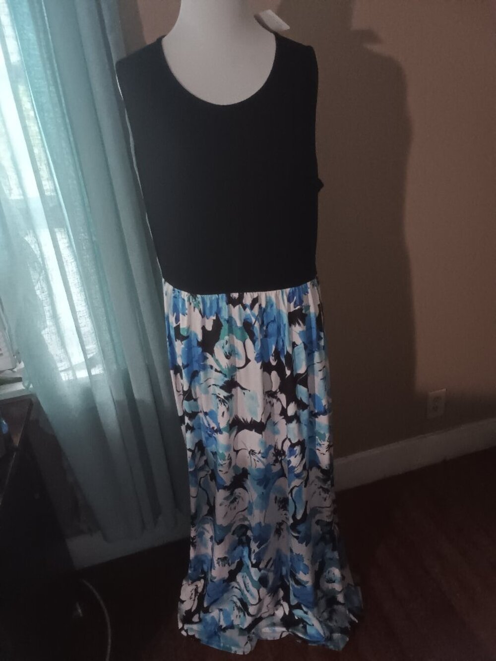 NWT Sherosa Tank Maxi Dress 2XL black blue floral